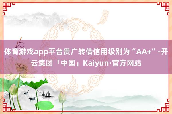 体育游戏app平台贵广转债信用级别为“AA+”-开云集团「中国」Kaiyun·官方网站