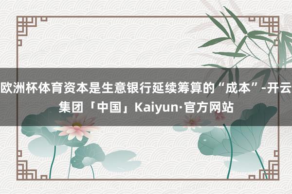 欧洲杯体育资本是生意银行延续筹算的“成本”-开云集团「中国」Kaiyun·官方网站